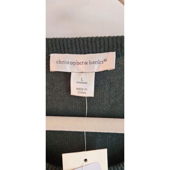 NWT Christopher & banks‎ reideer cardigan sweater green woman Sz L - Picture 6 of 9